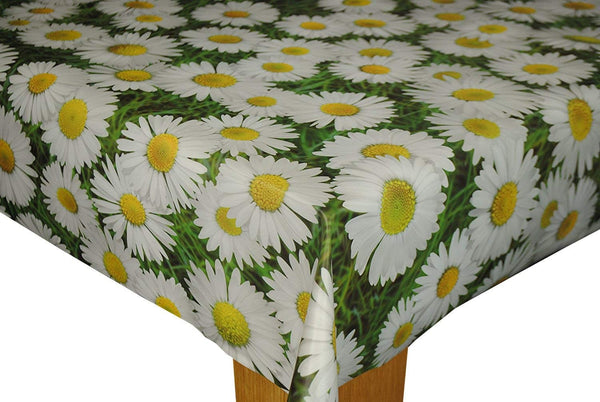 Big Daisies on Grass PVC Vinyl Tablecloth 20 Metres x 140cm