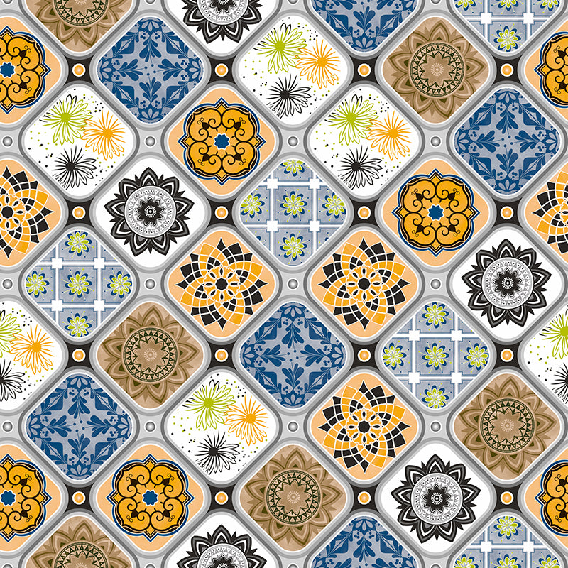 Tangier Tiles Multi Vinyl Oilcloth Tablecloth