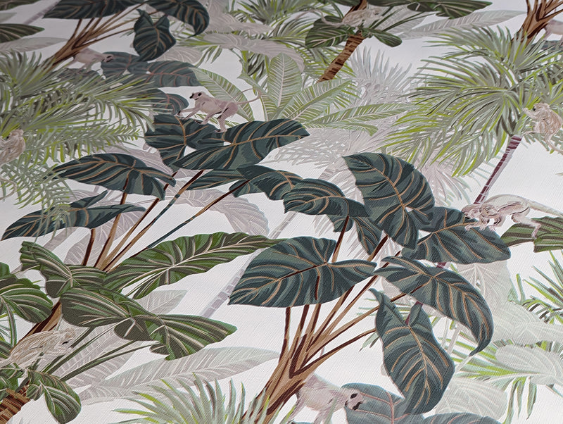 Tropical Monkey Jungle Green Tex Vinyl Oilcloth Tablecloth