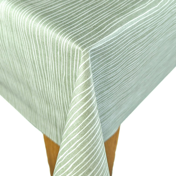 Lines Sage Green Vinyl Oilcloth Tablecloth