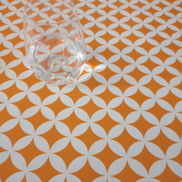 Oval Alice Orange Geometric Wipe Clean PVC Vinyl Tablecloth  200cm x 140cm