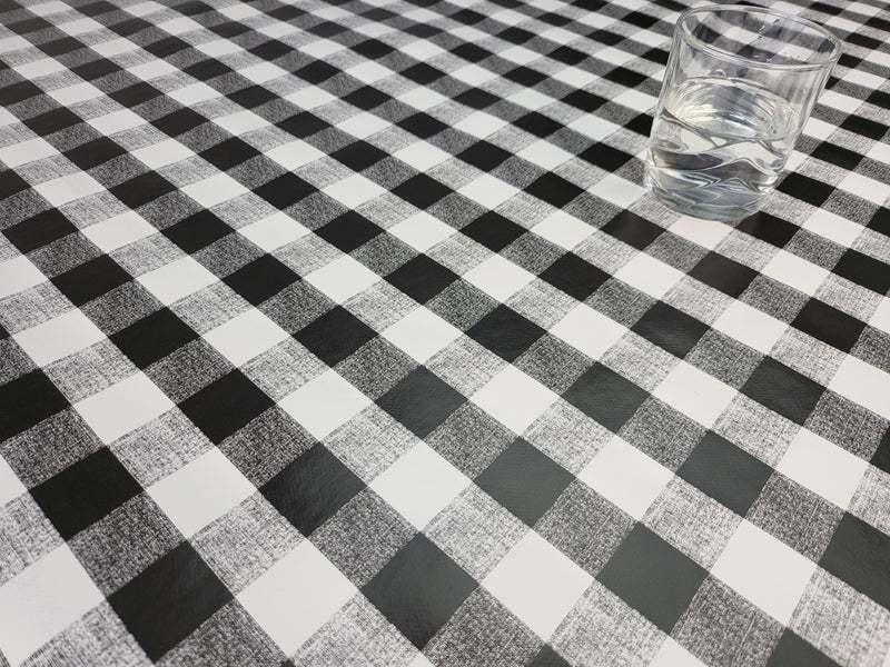 Black White Check PVC Vinyl  Tablecloth