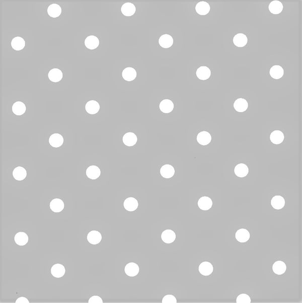 Extra Wide 180cm Round Wipe Clean Tablecloth Vinyl PVC Grey Polka dot