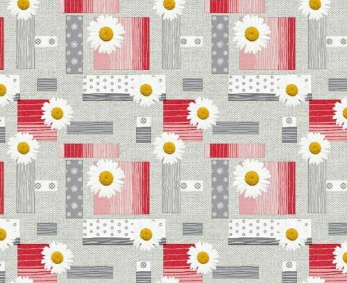 Daisy Grey and Pink Geometric  Shapes Vinyl Oilcloth Tablecloth