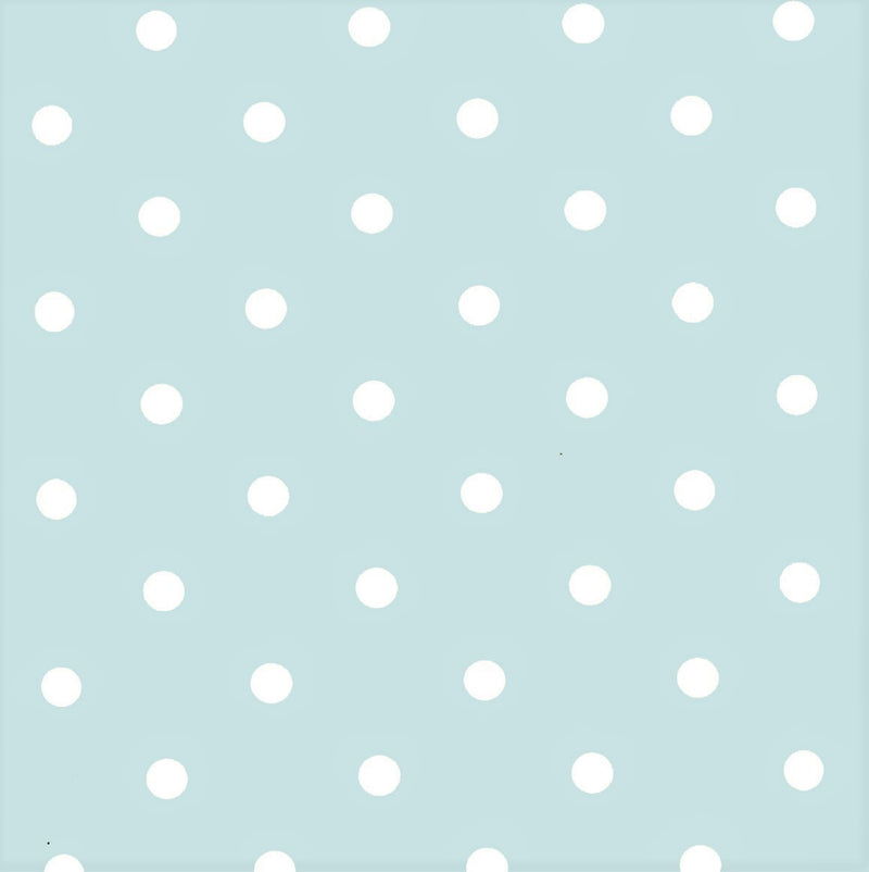 Extra Wide 180cm Round Wipe Clean Tablecloth Vinyl PVC Duckegg Blue Polka dot