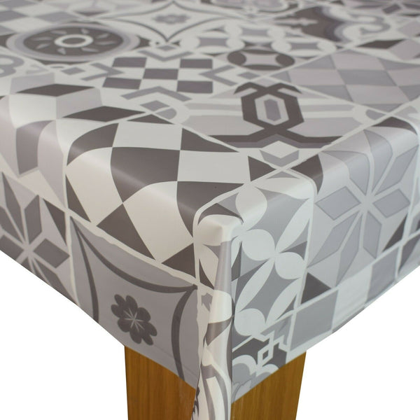 Extra Wide Grey Tiles  PVC Vinyl Tablecloth 20 Metres x 180cm wide