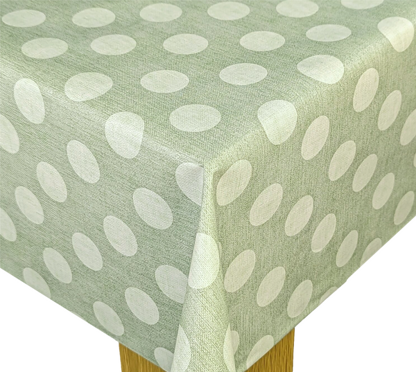 Big Sage Green Polka Dotty Tex PVC Wipe Clean Tablecloth