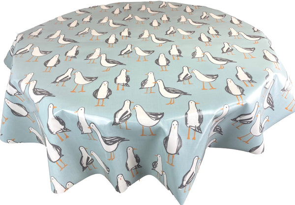 Round PVC Tablecloth Laridae Seagull Duckegg Oilcloth 132cm