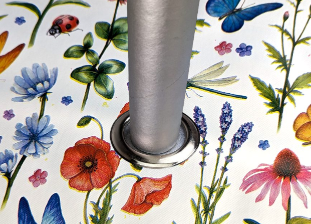 Wildflower Meadow Tablecloth with Parasol Hole Wipe Clean Tablecloth Vinyl PVC 140cm x 140cm