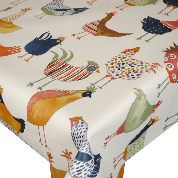 Round PVC Tablecloth Harriet Hen Vintage Oilcloth 132cm
