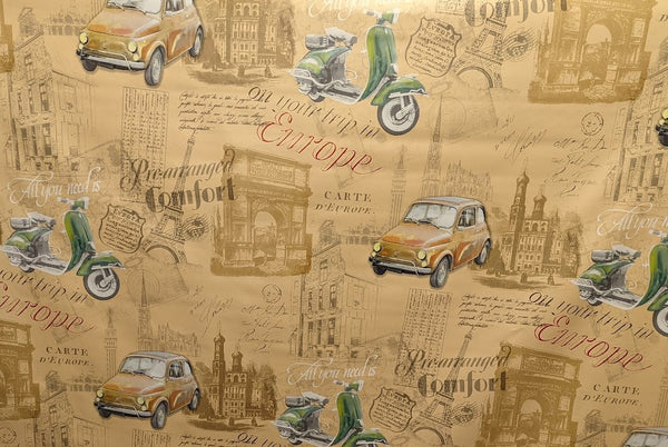 Road Trip Europe Vinyl Oilcloth Tablecloth