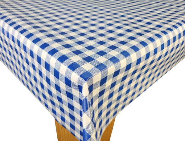 Small Blue White Gingham Vinyl Oilcloth Tablecloth