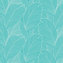 Rainforest Leaves Turquoise Vinyl Oilcloth Tablecloth