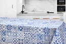 Seville Tiles Blue Tex Vinyl Oilcloth Tablecloth