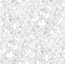 Gingko Leaves Grey on White Vinyl Oilcloth Tablecloth