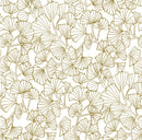 Gingko Leaves Gold on White Vinyl Oilcloth Tablecloth