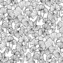 Gingko Leaves Black on White Vinyl Oilcloth Tablecloth