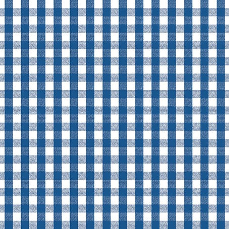 China Blue Gingham Medium Check   PVC Vinyl Tablecloth Roll 20 Metres x 140cm