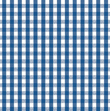 China Blue Gingham Medium Check   PVC Vinyl Tablecloth Roll 20 Metres x 140cm