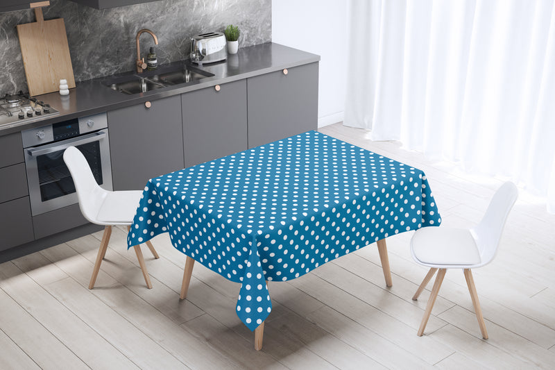 Teal Smartie Spot Vinyl Tablecloth Roll 20 Metres x 140cm Full Roll