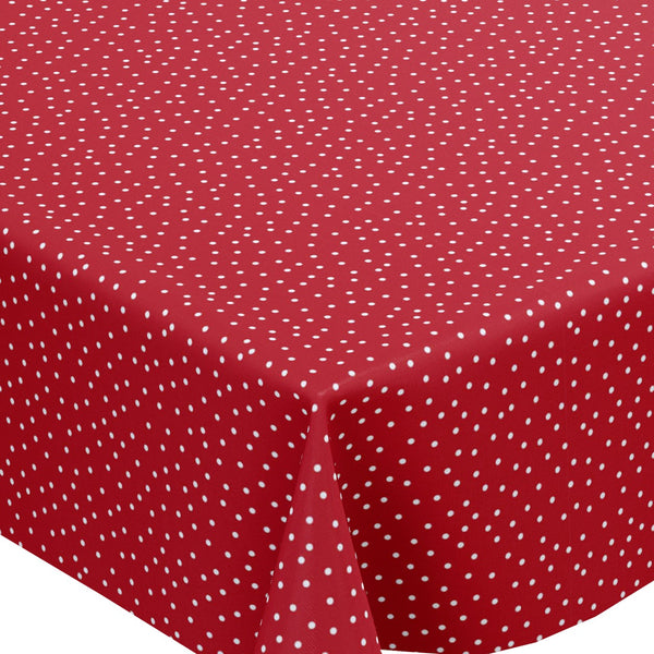 Random Red Polka Dot Vinyl Tablecloth