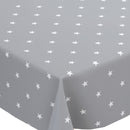 Grey with White Stars PVC Tablecloth 20 Metres Roll