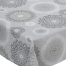 Mandala Grey  PVC Vinyl Tablecloth 20 Metres