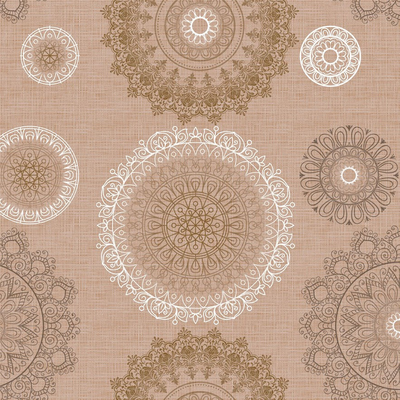 Mandala Beige PVC Vinyl Wipe Clean Tablecloth  110cm x 140cm Warehouse Clearance