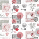 Endless Love Pink PVC Vinyl Wipe Clean Tablecloth  170cm x 140cm Warehouse Clearance