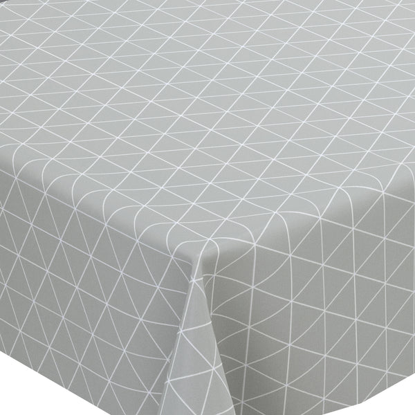Grey Triangles PVC Vinyl Wipe Clean Tablecloth  170cm x 140cm Warehouse Clearance