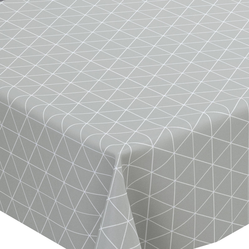 Grey Triangles PVC Vinyl Wipe Clean Tablecloth  170cm x 140cm Warehouse Clearance