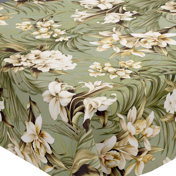 Leona Floral Moss Green Green PVC Tablecloth 20 Metres Roll