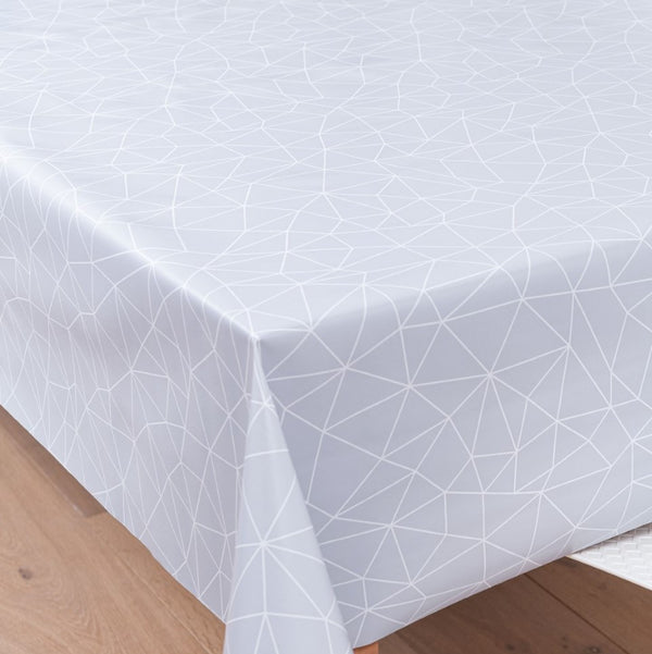 Crackle Grey Vinyl Oilcloth Tablecloth