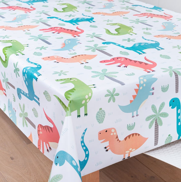 Dinosaurs Multi Vinyl Oilcloth Tablecloth