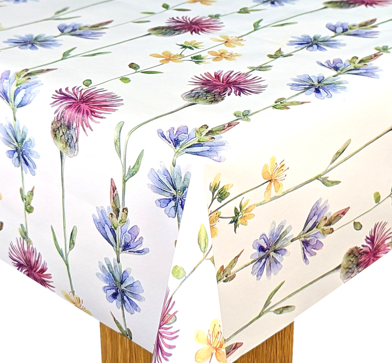 Scotch Thistle Purple Lilac PVC Vinyl Tablecloth 20 Metres Roll