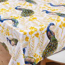 Peacock Blue Vinyl Oilcloth Tablecloth