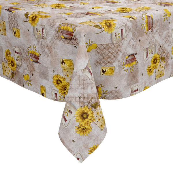 Sunflowers Lemon Jug Bowl   PVC Vinyl Wipe Clean Tablecloth  100cm x 140cm Warehouse Clearance