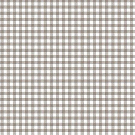 Taupe Gingham Vinyl Oilcloth Tablecloth 110cm x 140cm  - Warehouse Clearance