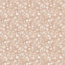 Mia Little White Flowers on Taupe PVC Vinyl Tablecloth 20 Metres x 140cm