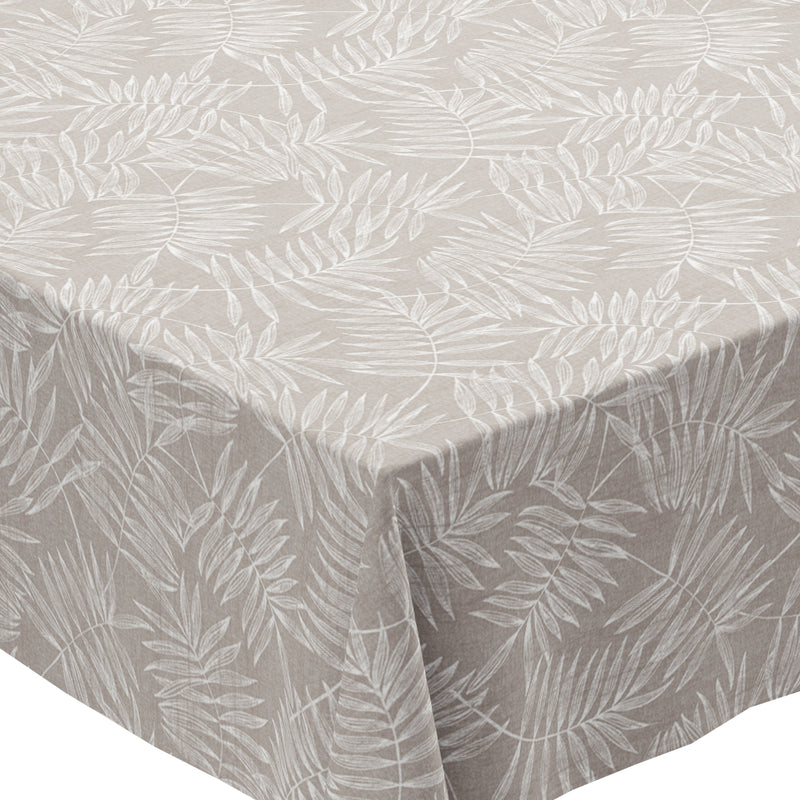 Olivia Taupe Palm Leaves PVC Vinyl Wipe Clean Tablecloth  100cm x 140cm Warehouse Clearance