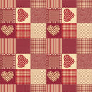 Red Love Heart Squares PVC Vinyl Wipe Clean Tablecloth