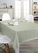 Wavy Lines on Sage Green Linen Effect Vinyl Oilcloth Tablecloth