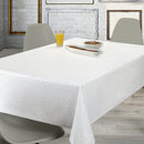 White Heart Damask Floral Vinyl Oilcloth Tablecloth