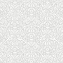 White Heart Damask Floral Vinyl Oilcloth Tablecloth