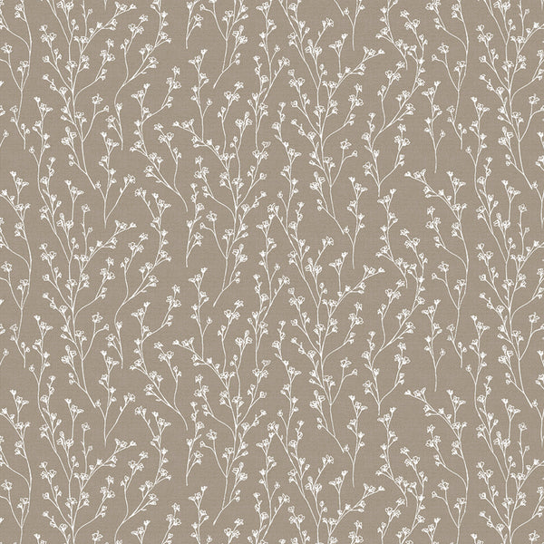 Taupe Floral Sprig Vinyl Oilcloth Tablecloth