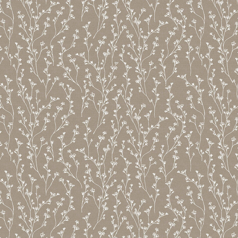 Taupe Floral Sprig Vinyl Oilcloth Tablecloth