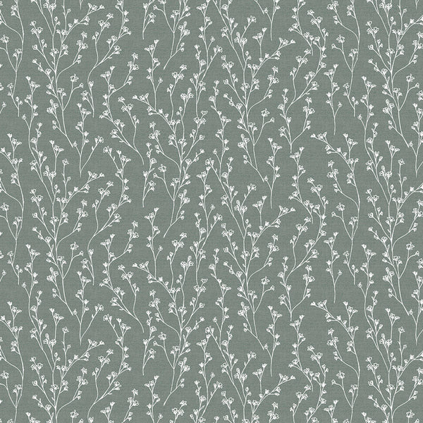 Green Floral Sprig Vinyl Oilcloth Tablecloth