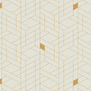 Gold Geometric Shapes on Ivory PVC Vinyl Oilcloth Tablecloth