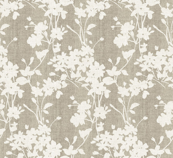 Chelsea Flowers on Taupe Tex Vinyl Oilcloth Tablecloth