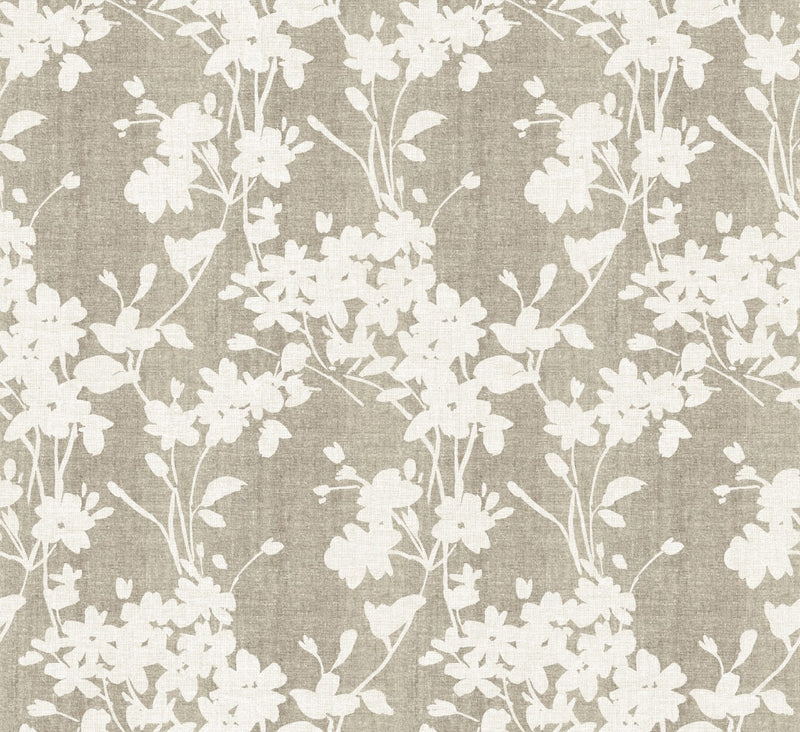 Chelsea Flowers on Taupe Tex Vinyl Oilcloth Tablecloth